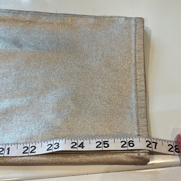 Chico's Metallic Gold Sparkle Straight Leg Ankle Jeans - Picture 11 of 11